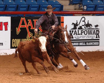 Chris Dawson and Shiney Nu Annie won the Aaron Ranch Cow Horse Classic Derby Open by 3 points